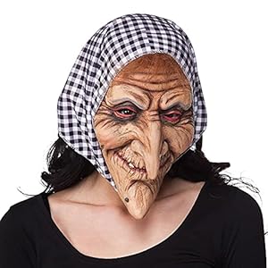 Boland 97508 – Mascara de Latex Bruja con Capucha, para adultos, mascara para disfraces de carnaval, accesorio para disfraz, carnaval o halloween, accesorio para disfraz de cuento de hadas