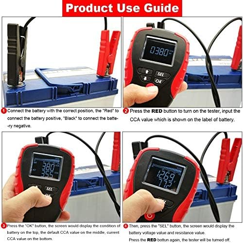 eOUTIL 12V Car Battery Tester, Auto Battery Load Analyzer with LCD Display - Test Battery Life Percentage,Voltage, Resistance and CCA Value (AE310-1)