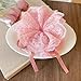 Pink Double Layered Lace Scrunchies for Women Sweet Ribbon Drawstring Bow Hair Ties No Damage Large Scrunchie Hairties for Curly Thin Thick Hair Accessories Womens Hairtie for Styling Big Scrunchies