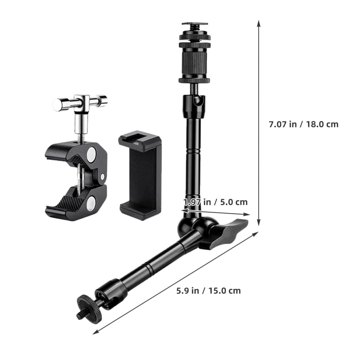 Verstellbare Handyhalterung Flexibler Arm aus Kunststoff und Edelstahl Klappbarer Mobilehalter mit Dreh- und Klemmdesign Leicht und Formstabil für Schlafzimmer und Büro