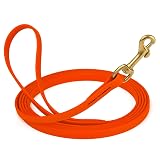 Viper K9 Biothane Working Dog Leash Waterproof Lead for Tracking Training Schutzhund Dog Sport & Search - Odor-Proof Long Line with Solid Brass Snap for Puppy Medium and Large 1/2' x 15ft HunterOrange 1/2' x 15ft Hunter Orange