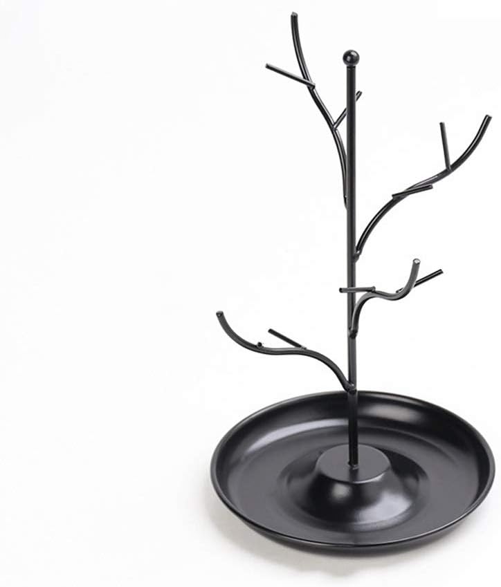Jewelry Display Stand Rack Tree Stand Iron Necklace Earring Holder Bracelet Fashion Organizer (Color : Black) (Black)