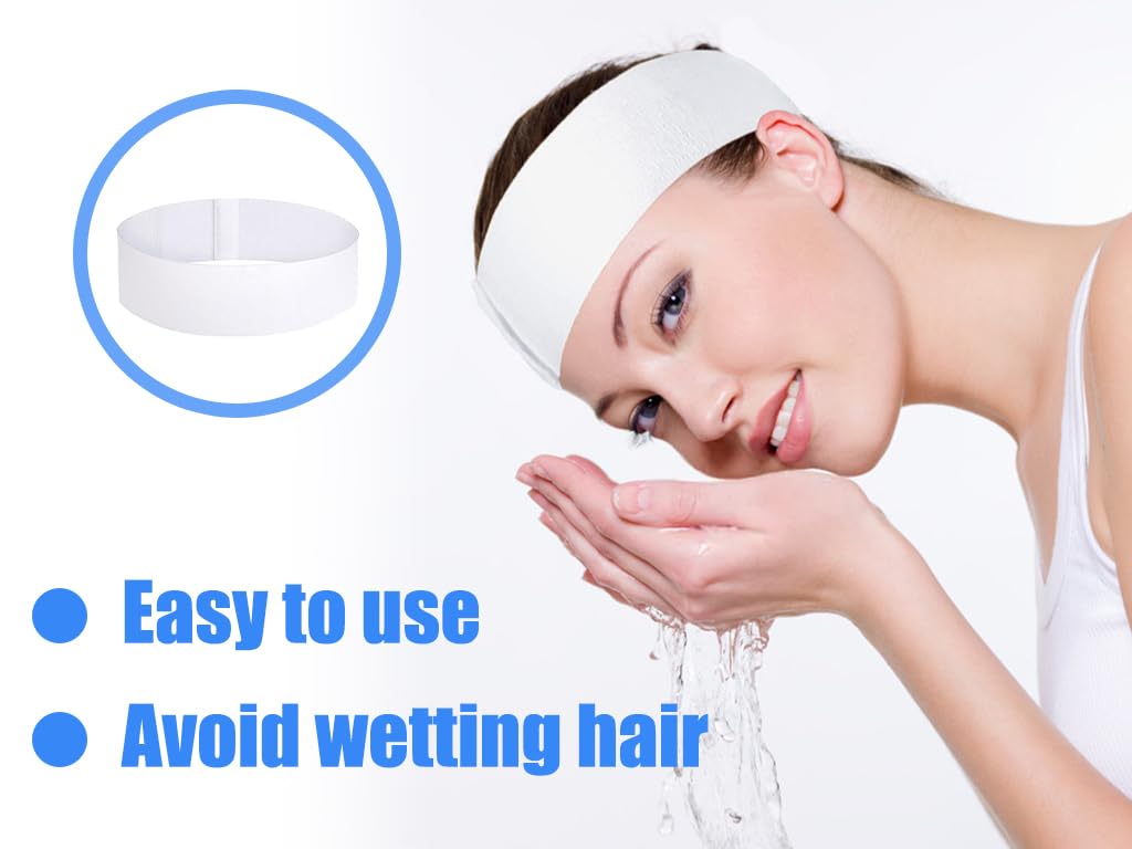 Kellegour Pack of 50 Disposable Headbands, Practical, Cosmetic Hair Band, White, Disposable Spa Headband - Image 4