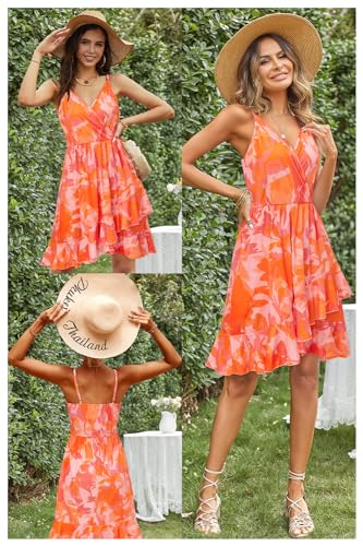 Image of Newshows Women's Lightweight Summer Wrap Dress 2026 V Neck Spaghetti Strap Midi Beach Vacation Sundress