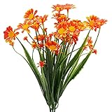 Artificial Orange Daisy Mums with Stems for Faux Flower Arrangements (12x5 in, 6 Pack)