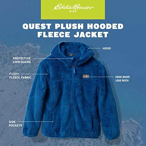 Eddie Bauer Kids' Zip Up - Kids' Full Zip Ultra Soft Sherpa Fleece Hoodie Sweatshirt for Boys and Girls (5-20), Size 14-16, Classic Blue2