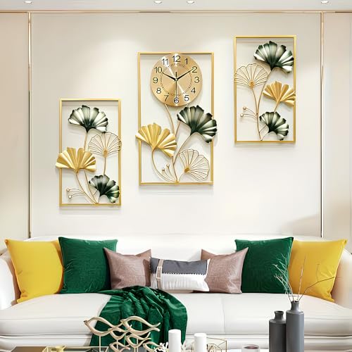 Image of Metal Wall Clock for Living Room Stylish Antique Big Wall Decor Clock Metal Unique Wall Clock for Home Decor (Set of 3)
