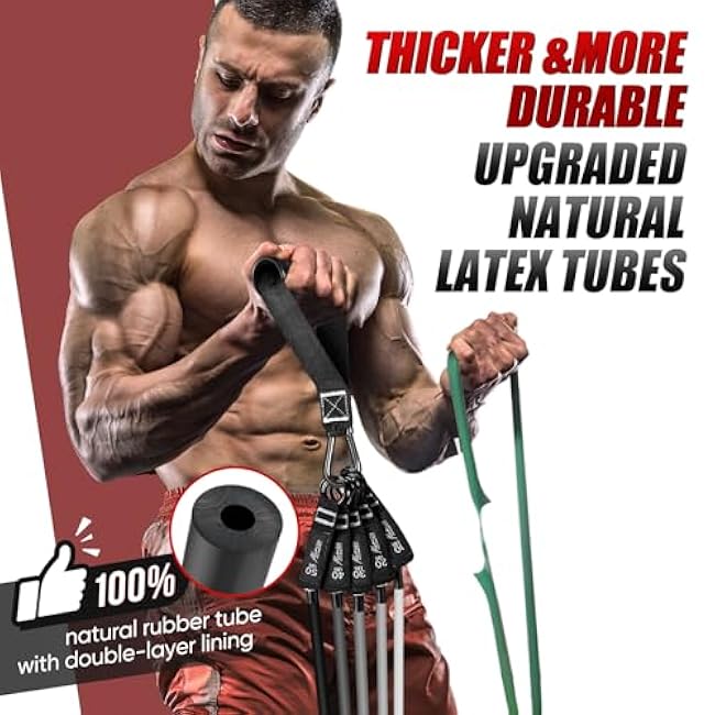 HPYGN Resistance Bands, Exercise Bands for Working Out, Workout Bands Men, Fitness Band with Handle, Door Anchor, Home Gym Equipment for Musle Training, Physical Therapy, Strength Training, Shape Body