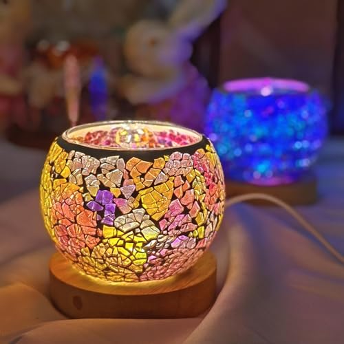 Image of Turkish Persian Himalayan Salt Lamp, Mosaic Glass Night Light with USB Power Home Decoration Holiday Gift