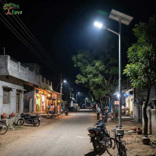 Image of Epyz 100 Watt Semi-Integrated Solar Street Light Aluminium Body Outdoor with Remote and Dusk to Dawn for Garden, Street, Lawn [ 200LED, 25000mAh, Pack of 1, Cold White Light ]