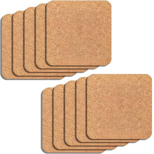 fogman コースター コルク 木製 おしゃれ 吸水 ウッド 来客 滑り止め 10枚セット (正方形)