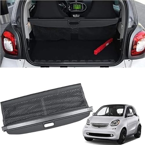 WangjunF Étagère Arrière Rétractable De Coffre pour Smart Fortwo 2016-2019,Housse Colis Cargo Coque Cache-Bagages Couverture De Cargaison De Coffre