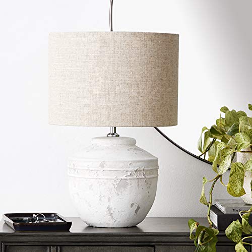 Creative Co-Op Distressed Cement and Linen Table Lamp #TOP20