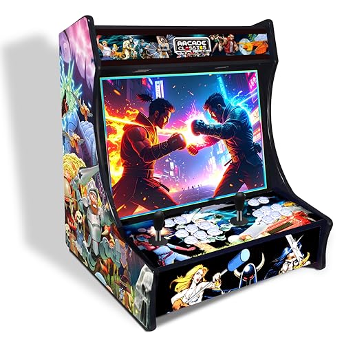 Arcade Mueble con Monitor de 22 Pulgadas , 6 Botones Arcade por Jugador, Marquesina retroiluminada, Aceptador de Monedas, Preparado para encender y Jugar