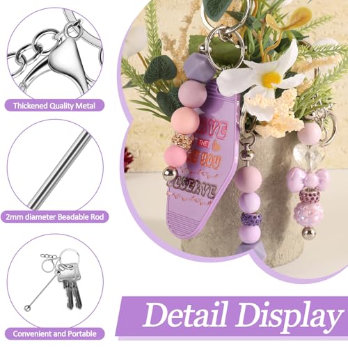 Image of 12 Pack Beadable Keychain Bars DIY Blank Beadable Keychains Creative Customized Keychains Bar Keychain Making Kit for Women Man Jewelry Making Gift