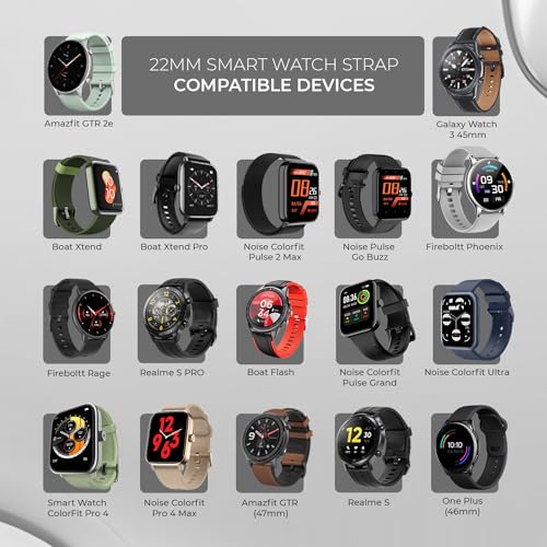 Image of GameSir 22mm Smartwatch Strap | Soft Silicone Magnetic Lock Replacement Band Compatible with Noise ColorFit & All 22mm Lug Watches | Flexible, Sweatproof & Fashion Design Strap (Light Grey)