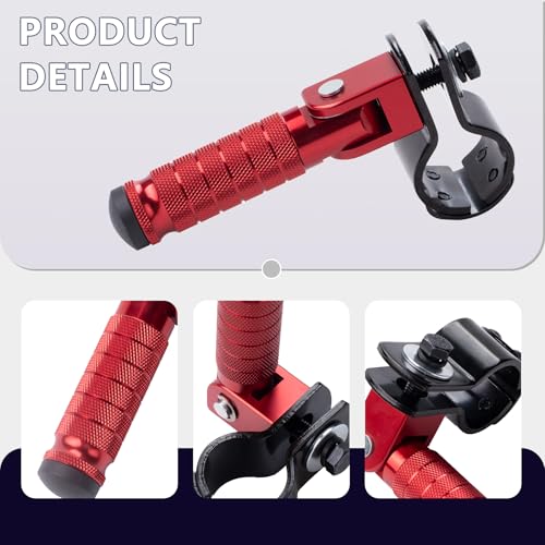 Image of Universal 8mm Foot Pegs 90 Degree Foldable Motorcycle Footpegs CNC Anti-Skid Footrest compatible with Honda Yamaha Aprilia Suzuki Electric Car Motorbike Mini Bike Dirt Pit Bike Passenger Pedal (RED)