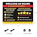 Funny Rideshare Car Sign – Welcome On Board Reminder for Backseat Passengers – 5-Star Tip Message with Icons – PVC Hanging Display for Drivers – 11x7.8in (Black)