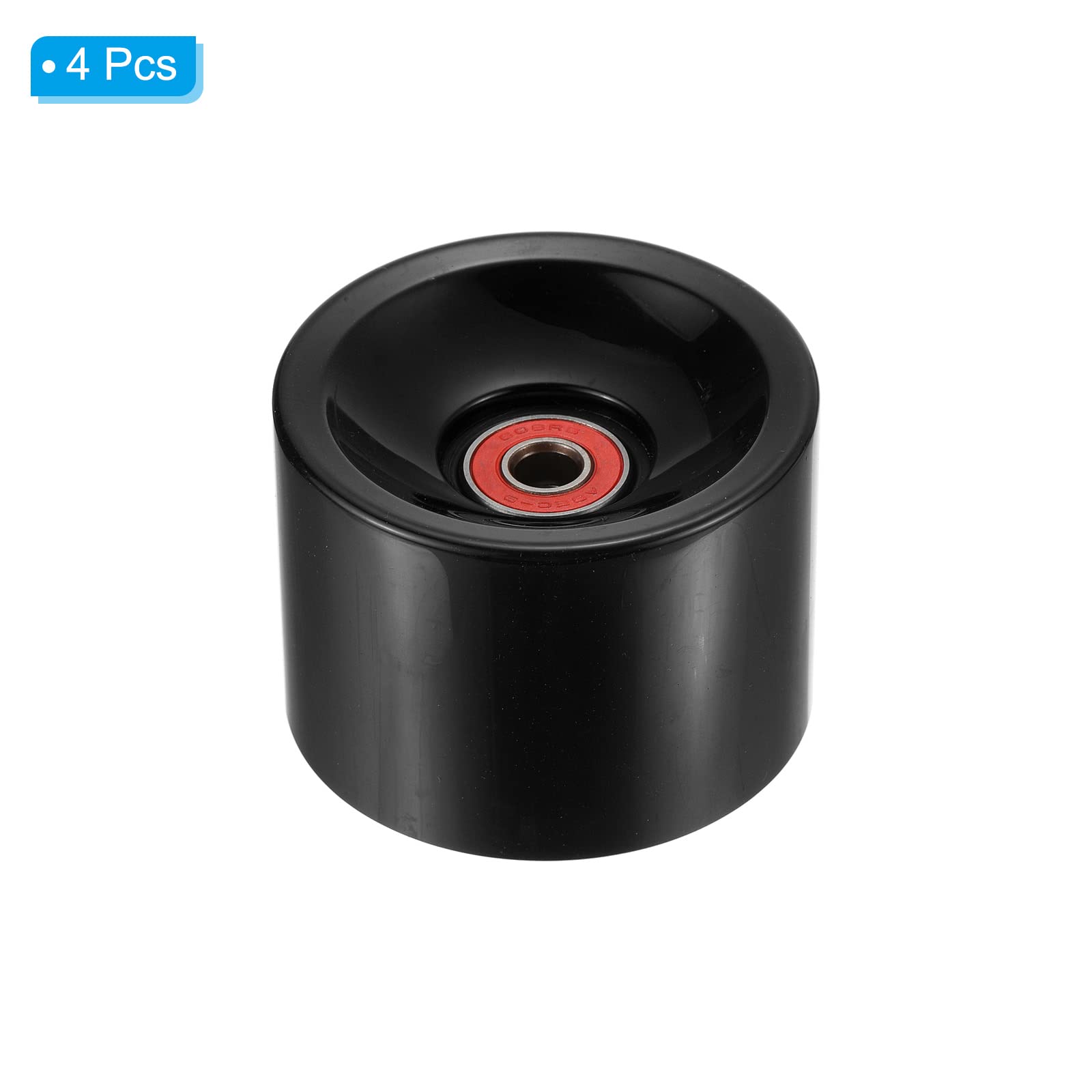 PATIKIL 70mm 78A Tabla Larga Ruedas con Rojo ABEC-9 Rodamientos, 4 Paquete Suave Crucero Ruedas Calle Ruedas para Monopatines Monopatín Rueda PU Negro