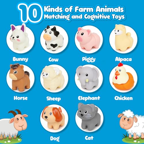 Image of Montessori Farm Animals for Toddlers 18+Month,Early Educational Little People Animals Figurines Learning Fine Motor Matching Games Easter Basket Stuffers Gift for Boys Girls