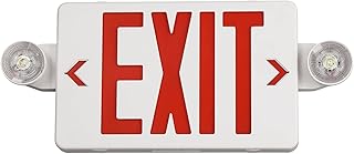 Red Exit Sign with Emergency Lights, LED Emergency Exit Light with Battery Backup, UL Listed, AC 120/277V, Commercial Emergency Lights Combo for Business - 1 Pack