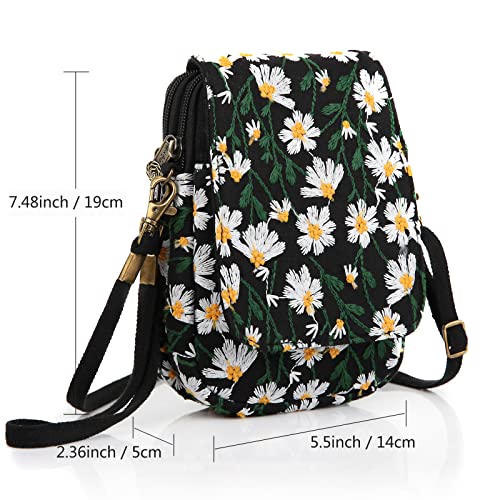 Image of SILKAREA Embroidered Cute Mini Crossbody Bag for Women Small Handbags Wristlet Wallet Bag Cell-phone Pouch Coin Purse