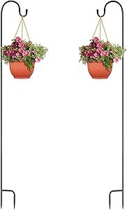 GameXcel Shepherd Hook 47 Inches high Outdoor Shepherds Hook Super Strong Premium Metal Rust Resistant Garden Hanging Holder for Bird Feeders Outdoor Planter Lanterns Weddings Décor ?2Pack?