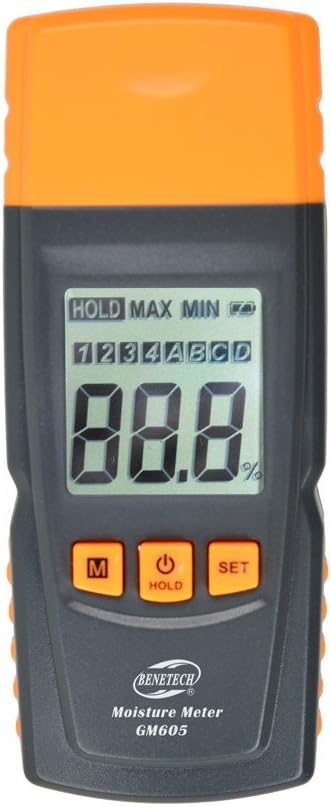 Qotone GM605 LCD Digital Wood Moisture Meter Humidity Tester 0~41% Timber Damp Detector