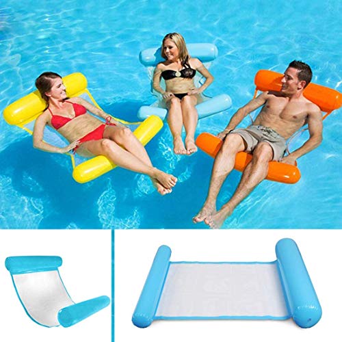 Sinwind Aufblasbares Schwimmbett, Wasser-Hängematte 4-in-1Loungesessel Pool Lounge luftmatratze Pool aufblasbare hängematte Pool aufblasbare hängematte für Erwachsene und Kinder (Blue)
