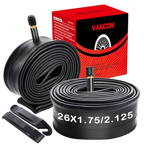 2 Pack Heavy Duty 26x1.75/1.95/2.125 Strong Airtightness, Puncture Resistant Butyl Rubber Inner Tube with 32mm Schrader Valve for BMX, MTB, Road Bike, Commuter Bike