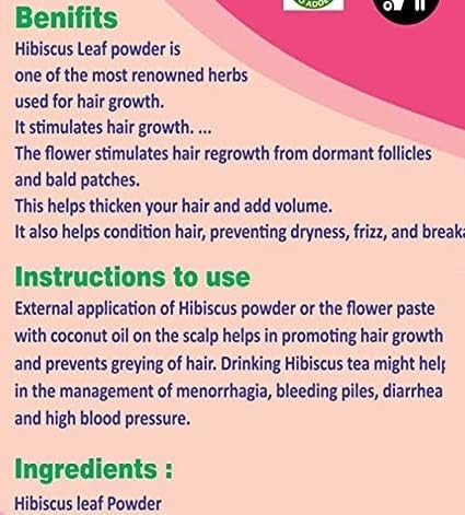 Miniatura 4 de Polvo de hoja de hibisco para caída y crecimiento del cabello, lavado de cabello 100% natural, 300 GM  10.58 oz  para un cabello saludable y