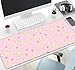 IMAYONDIA Pink Kawaii Desk Pad, Cute Moon Bunny Desk Mat Computer Pad Desktop,Laptop Protector Aesthetic Anime Mousepad Writing Pad for Office Home School,Large Gaming Mouse Pad Tarot Mat,31.5 X 11.8