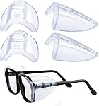 2 Pairs Safety Glasses Side Shields, Eye Protection,Flexible Clear Anti-Slip On Clear Side Shields Fits Small to Medium Eyeglasses