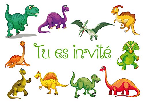 EDITION COLIBRI (10977 FR) Lot de 10 Cartes d‘invitation "DINOSAURES" en Français pour un anniversaire d‘enfant ou pour une fête sur le thème de la Préhistoire Cover