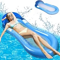 Luftmatratze Wasser Hängematte, Aufblasbare Wasserhängematte mit Mesh, Aufblasbare Wasser Pool Luftmatratze, Wasserhängematte Erwachsene, 2-in-1 Schwimmliege, Liege Wasser Bett, für Strand, See (blue)