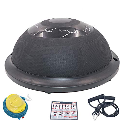 QIQI Entrenador de Equilibrio de Media Bola con Correas Bola de Equilibrio de Yoga Antideslizante para Entrenamiento de la Base Fitness Ejercicio de Fuerza Ejercicio de Entrenamiento Gimnasio,Negro