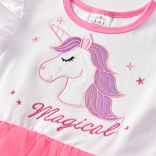 Image of DXTON Toddler Girls Summer Dresses Short Sleeve Tutu Dress for 2-8 Years Girls