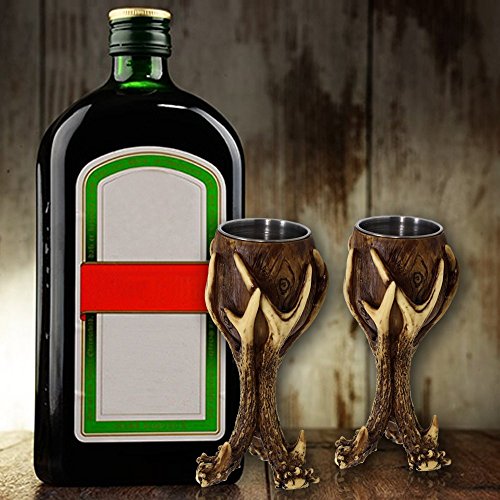 Pine Ridge Wild Deer Antler Stag Whiskey Wine Glass, Unique Drinking Wine Goblet For Bourbon Scotch Whisky And Cocktails, Bar Glasses Pack Of 2 #TOP1