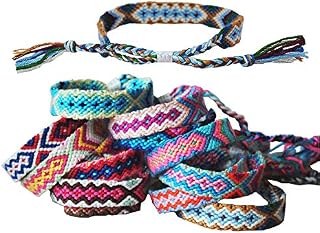 Tangser Nepal Woven Friendship Bracelets with a Sliding Knot Closure for Kids, Women, Girls and Men - Adjustable - Mix Color RandomPack of 12