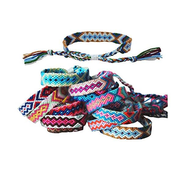 Tangser Nepal Woven Friendship Bracelets with a Sliding Knot Closure for Women, Kids, Girls, VSCO Girl and Men – Adjustable - Mix Color Random（Pack of 12）