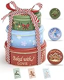 JOYCUBE Christmas Cookie Tins with Lids, Set of...