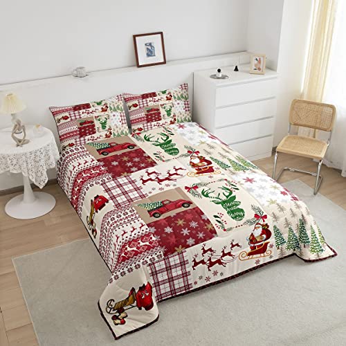 Christmas-Quilt-Set-Twin-Xmas-Tree-Santa-Claus-Deer-Bedding-Comforter-Sets-Red-Buffalo-Check-Plaid-Comforter-Christmas-Bedroom-DecorWinter-Holiday-Snowflake-Decor-1-New-Year-Pillow-Case-Red-Green Christmas Quilt Set Twin Xmas Tree Santa Claus Deer Bedding Comforter Sets Red Buffalo Check Plaid Comforter Christmas Bedroom DecorWinter Holiday Snowflake Decor 1 New Year Pillow Case Red Green