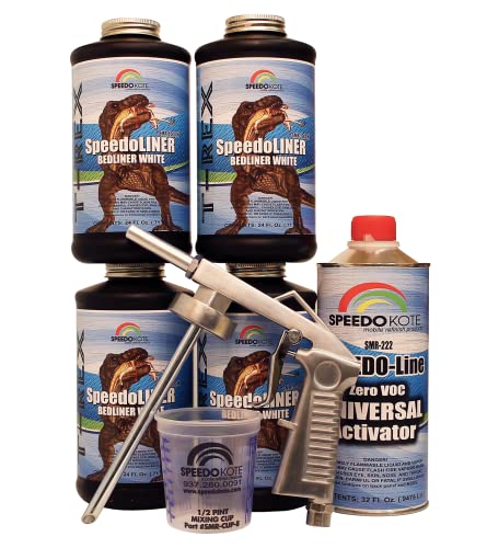 Speedokote T-Rex White Bed Liner 2K Urethane SMR-1000W-K4 Truck Bedliner w/Free Spray Gun