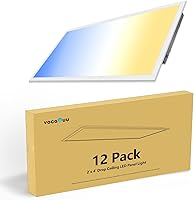VocgoUU 12 Pack 2x4 LED Flat Panel Lights, 3CCT Selectable 3000K/4000K/5000K, 0-10V Dimmable 50W Drop Ceiling Fixtures, ETL Listed