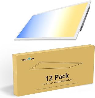 VocgoUU 12 Pack 2x4 LED Flat Panel Lights, 3CCT Selectable 3000K/4000K/5000K, 0-10V Dimmable 50W Drop Ceiling Fixtures, ETL Listed