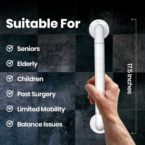 Image of AGEasy (Max Group) Anti Slip Grab Bar (18 inches) | Staniless Steel Grab Rail with Nylon Grip | Heavy Duty Safety Handle for Bathroom /Toilet Handrail for Seniors, Handicap & Pregnant Women