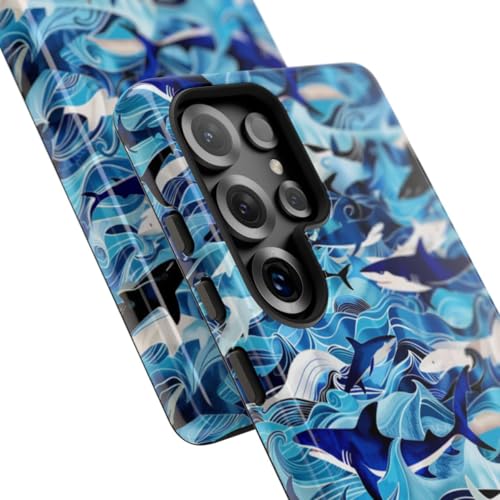 Coque Samsung S25 Ultra rigide brillante requins - Protection océan bleu