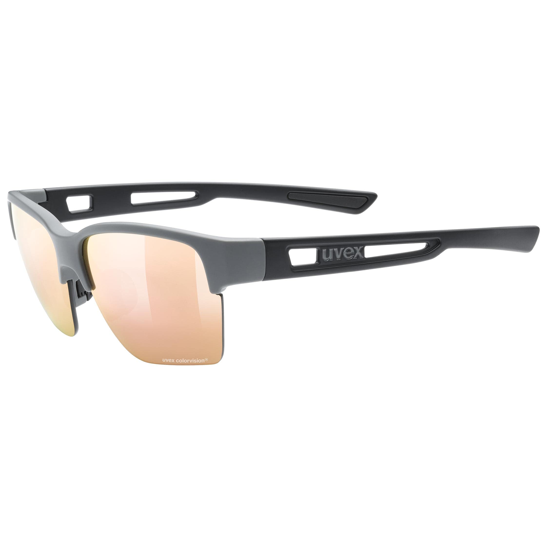 uvex Sportstyle 805 CV - Outdoor Glasses for Men and Women - Contrast Enhancing - Mirrored Lenses - Rhino Black Matt/Champagner - One Size
