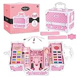 YAYAMIYA メイクおもちゃ 子供メイクアップセット おままごと コスメセット ごっこ遊び 姫系 女の子 お化粧おもちゃ お化粧ボックス メイクアップおもちゃ 知育玩具 洗える 子ども用 化粧道具 お化粧セット 子供の日/お誕生日/クリスマス/新年/のプレゼント【お姫様の着せ替え!】【クリスマス/新年を迎え!】 (M-633)