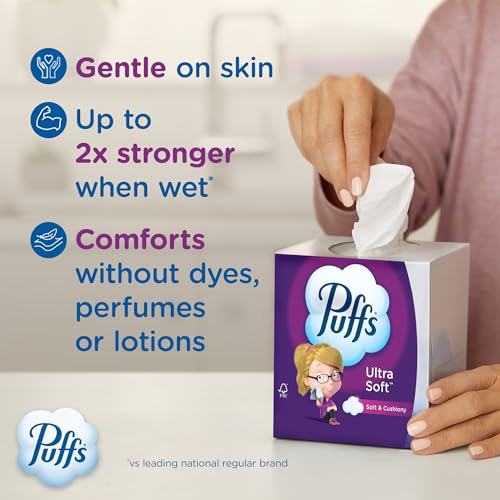 Puffs Ultra Soft Facial Tissues, 4 Mega Cube Box, 72 Facial Tissues Per Box - Thumbnail 2